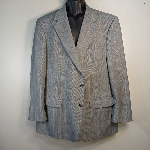 BROOKS BROTHERS GRAY PLAID SUIT BLAZER, TWO BUTTON, 100% WOOL, SIZE 42R, MENS - Picture 1 of 10